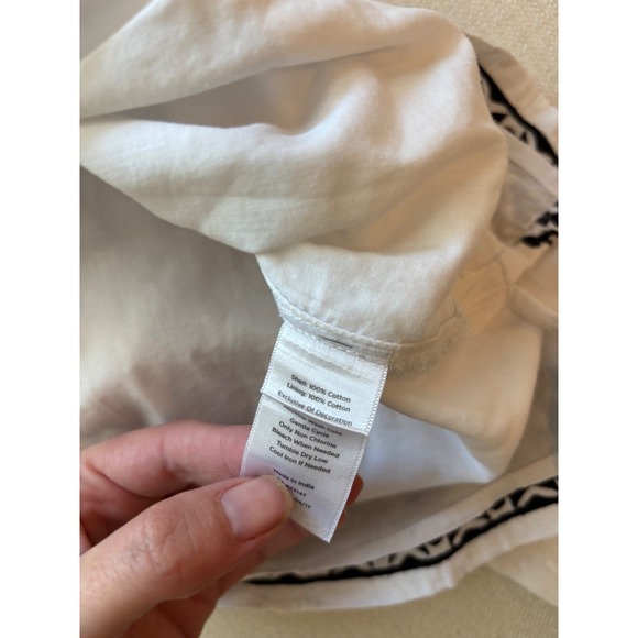 Talbots Embroidered Tunic Women XL White Black Lace Eyelet Boho Cotton Top - Picture 3 of 6